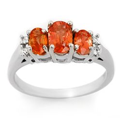 Genuine 1.14ctw Orange Sapphire & Diamond Ring 10K Gold