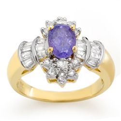 Genuine 1.76ct Tanzanite & Diamond Ring 14K Yellow Gold
