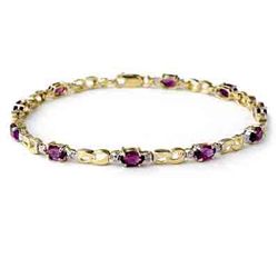 Genuine 2.03 ctw Amethyst & Diamond Bracelet 10K Gold