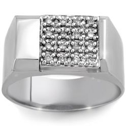 Natural 0.50 ctw Diamond Men's Ring 10K White Gold