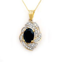 Genuine 3.88 ctw Sapphire & Diamond Pendant 14K Gold