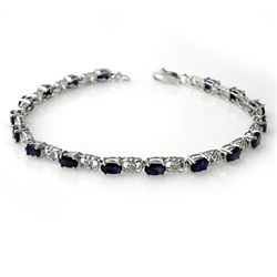 Genuine 6.10 ctw Sapphire & Diamond Bracelet 14K Gold