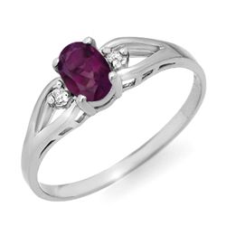 Genuine 0.53 ctw Amethyst & Diamond Ring 10K White Gold