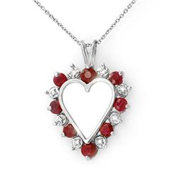 Genuine 1.01 ctw Ruby & Diamond Pendant White Gold