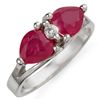Image 1 : Genuine 2.05 ctw Ruby & Diamond Ring 10K White Gold