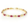 Image 1 : Genuine 3.25 ctw Ruby Bracelet 10K Yellow Gold