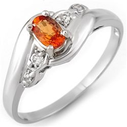 Genuine 0.42ctw Orange Sapphire & Diamond Ring 10K Gold