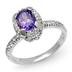 Genuine 1.90ct Tanzanite & Diamond Ring 14K White Gold
