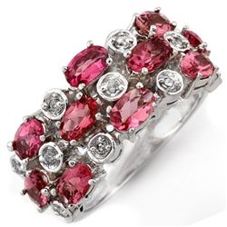 Genuine 3.2 ctw Pink Tourmaline & Diamond Ring Gold