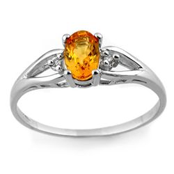 Genuine 0.77 ctw Yellow Sapphire & Diamond Ring 10K White Gold