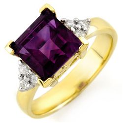 Genuine 3.20ctw Amethyst & Diamond Ring 10K Yellow Gold