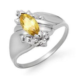 Genuine 0.52 ctw Citrine & Diamond Ring 10K White Gold