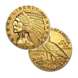 $5 Indian Gold - Half Eagle - 1908 to 1929 - Random date