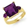 Image 1 : Genuine 4.31 ctw Amethyst Ring 10K Yellow Gold