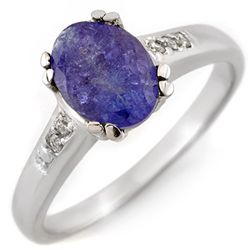 Genuine 1.35ctw Tanzanite & Diamond Ring 10K White Gold