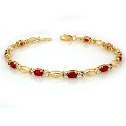 Genuine 4.0 ctw Ruby Bracelet 10K Yellow Gold