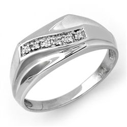 Natural 0.06 ctw Diamond Men's Ring 10K White Gold