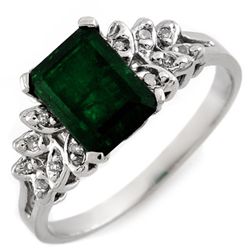 Genuine 2.12 ctw Emerald & Diamond Ring 10K White Gold