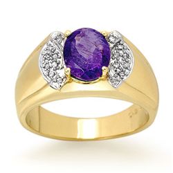 Genuine 2.65ctw Tanzanite & Diamond Men's Ring 10K Gold