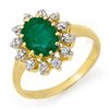Image 1 : Genuine 1.46 ctw Emerald & Diamond Ring 10K Yellow Gold