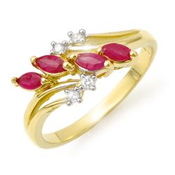 Genuine 0.40 ctw Ruby & Diamond Ring 10K Yellow Gold