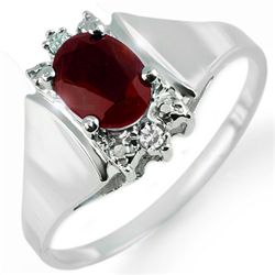 Genuine 1.10 ctw Ruby & Diamond Ring 14K White Gold