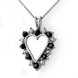Genuine 1.10 ctw Sapphire & Diamond Pendant White Gold