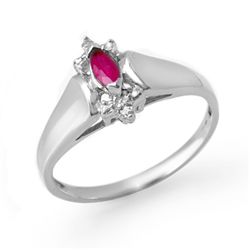 Genuine 0.22 ctw Ruby & Diamond Ring 10K White Gold