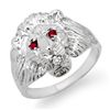 Image 1 : Genuine 0.09 ctw Ruby & Diamond Men's Ring White Gold