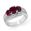 Image 1 : Genuine 3.5 ctw Ruby & Diamond Ring 14K White Gold