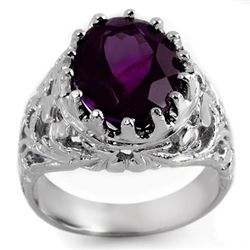 Genuine 8.0 ctw Amethyst Men's Ring 10K White Gold