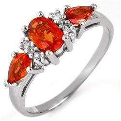 Genuine 1.33 ctw Orange Sapphire & Diamond Ring Gold