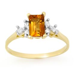 Genuine 1.14 ctw Citrine & Diamond Ring 10K Yellow Gold