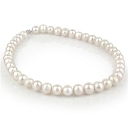 Genuine White Pearl Necklace 14K White Gold