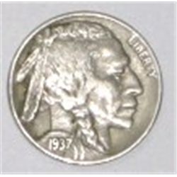 1937-D BUFFALO NICKEL RED BOOK VALUE IS $7.00+ *NICE EARLY EXTRA FINE U.S. NICKEL*!!