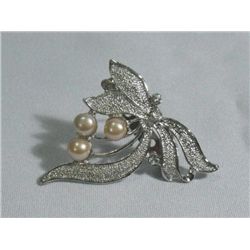 RARE PEACH PEARL CZ BROOCH AUTHENTIC PHILIPPINE PEARL M