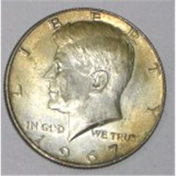 1967 SILVER KENNEDY HALF DOLLAR *NICE TONED*!! SILVER HALF DOLLAR CAME OUT OF SAFE DEPOSIT BOX*!!