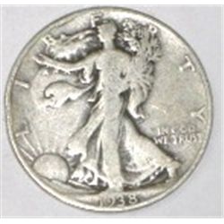 1938 90% SILVER WALKING LIBERTY HALF DOLLAR *NICE EARLY HALF DOLLAR*!!