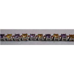 9.730g Bracelet of Citrine and Amethyst Sterling Silver