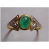 Image 1 : Ring of Diamond 0.17 Ctw,Emerald 0.55 Ctw in 1.936g 18kt Yellow Gold