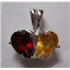 Image 1 : 2.140g Pendant of Citrine and Garnet in silver