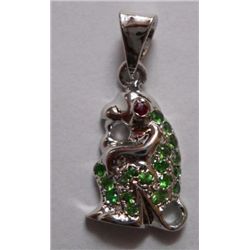 2.450g Monkey Shape Pendant of Tsavorite in Silver