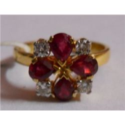 3.598g Ring in 14kt 3.278g Gold,0.25 Ctw Diamond,1.35 Ctw Ruby