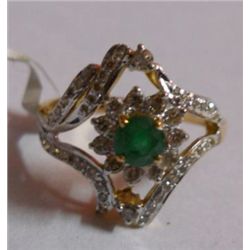 3.021g Ring in 14kt 2.841g Gold,0.54 Ctw Diamond,0.36 Ctw Emerald