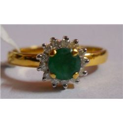 2.708g Ring in 14kt 2.596g Gold,0.15 Ctw Diamond,0.41 Ctw  Emerald
