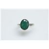 Image 1 : NATURAL 18.25 CTW EMERALD OVAL RING .925 STERLING SILVE