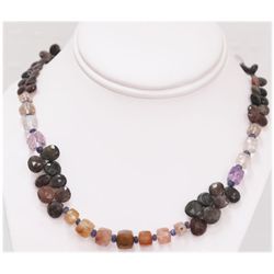 NATURAL 207.13 CTW MIXED SEMI- PRECIOUS STONE NECKLACE