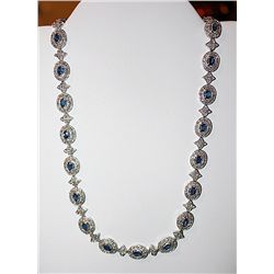 14K GOLD DIAMOND AND BLUE SAPPHIRE NECKLACE