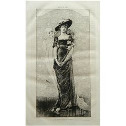 Sarah Bernhardt "The Young Girl and Death" Etching