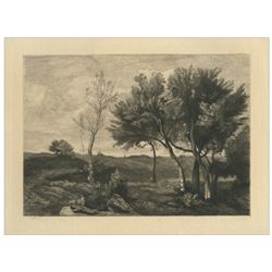 Jean-Baptiste Corot Etching "Bouquet d'Arbres" on Japon Paper